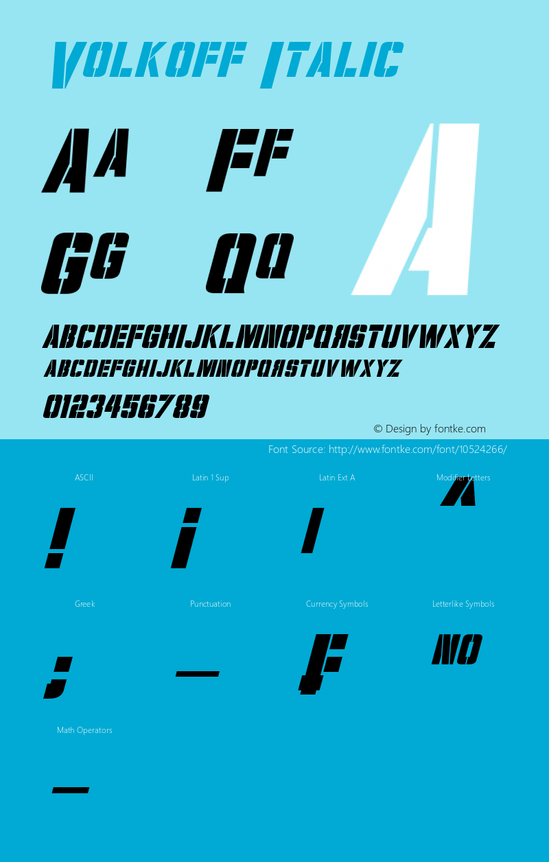 Volkoff Italic Version 1.00 November 4, 2013, initial release Font Sample