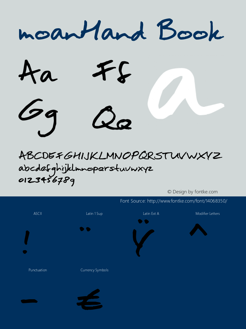 moanHand Book Version Macromedia Fontograp Font Sample