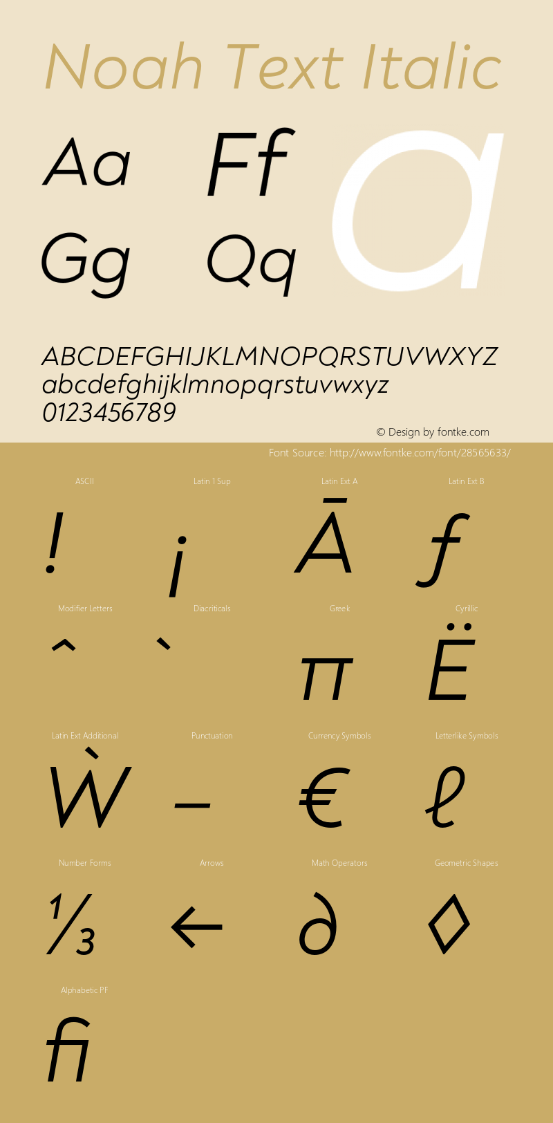 Noah Text Regular Italic Version 1.000;PS 001.000;hotconv 1.0.88;makeotf.lib2.5.64775 Font Sample