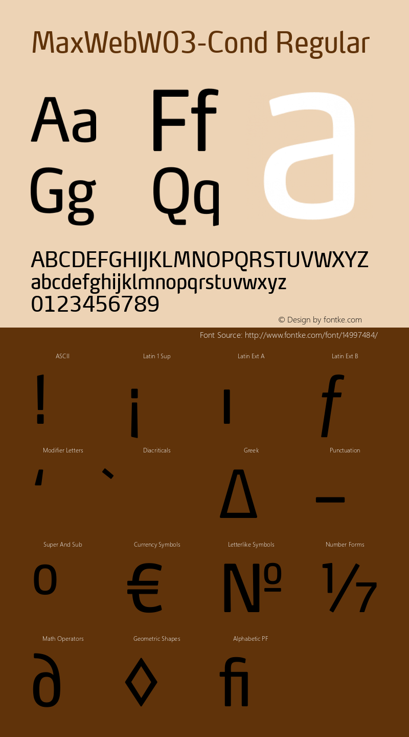 MaxWebW03-Cond Regular Version 7.504 Font Sample