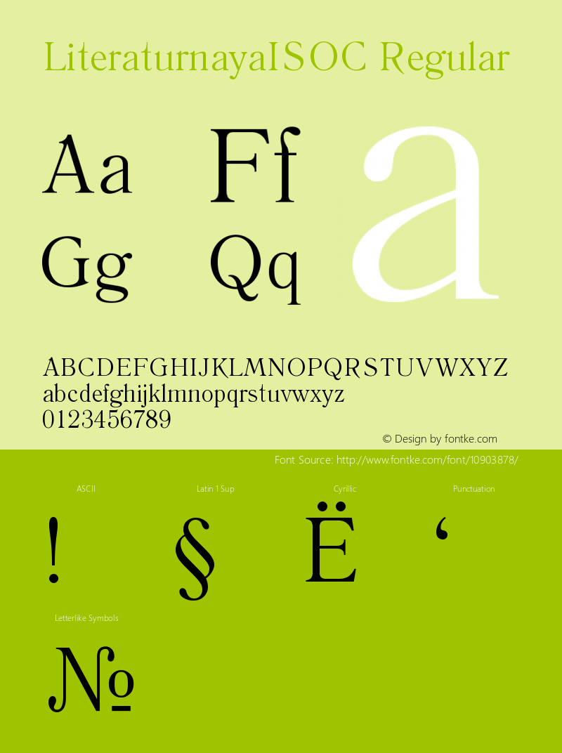 LiteraturnayaISOC Regular Version 001.000 Font Sample