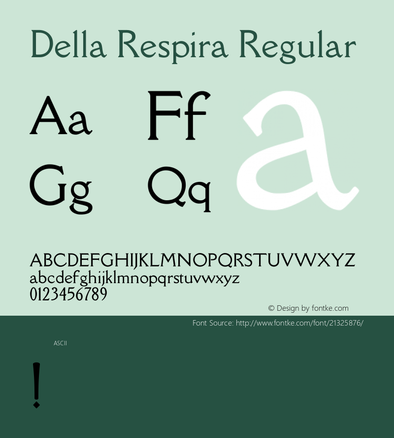 Della Respira Regular  Font Sample