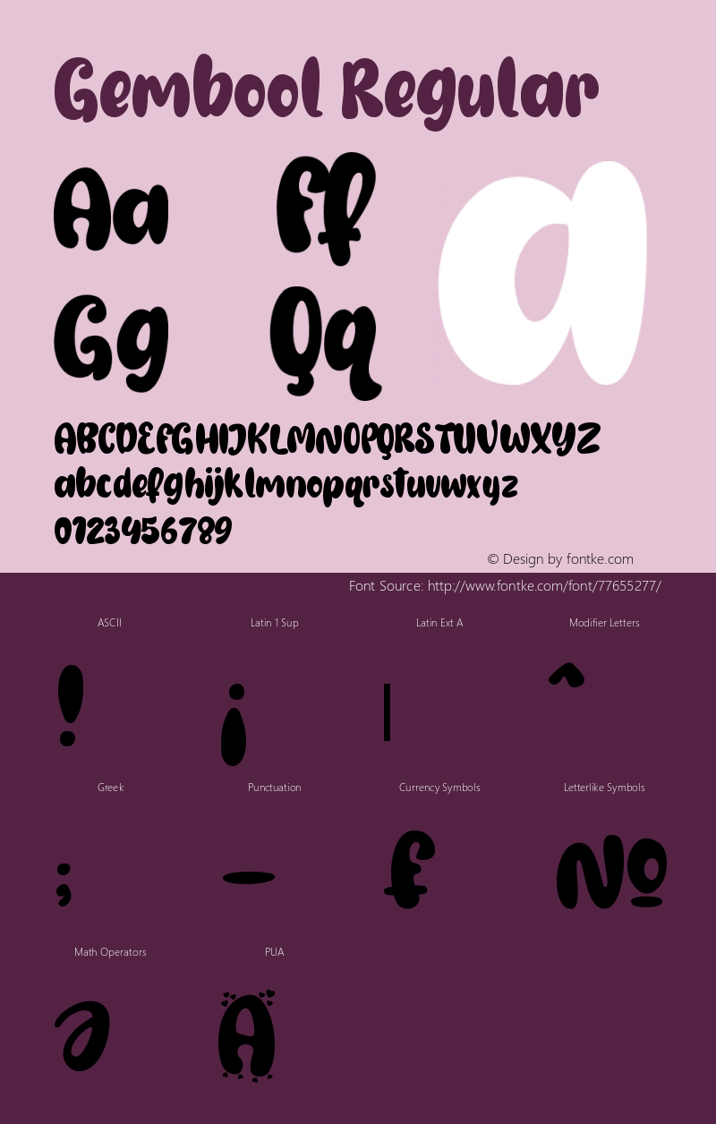 Gembool Version 1.00;July 22, 2020;FontCreator 12.0.0.2563 64-bit Font Sample