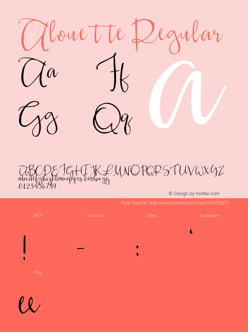 Alouette Regular Version 1.00 May 19, 2016, initial release Font Sample