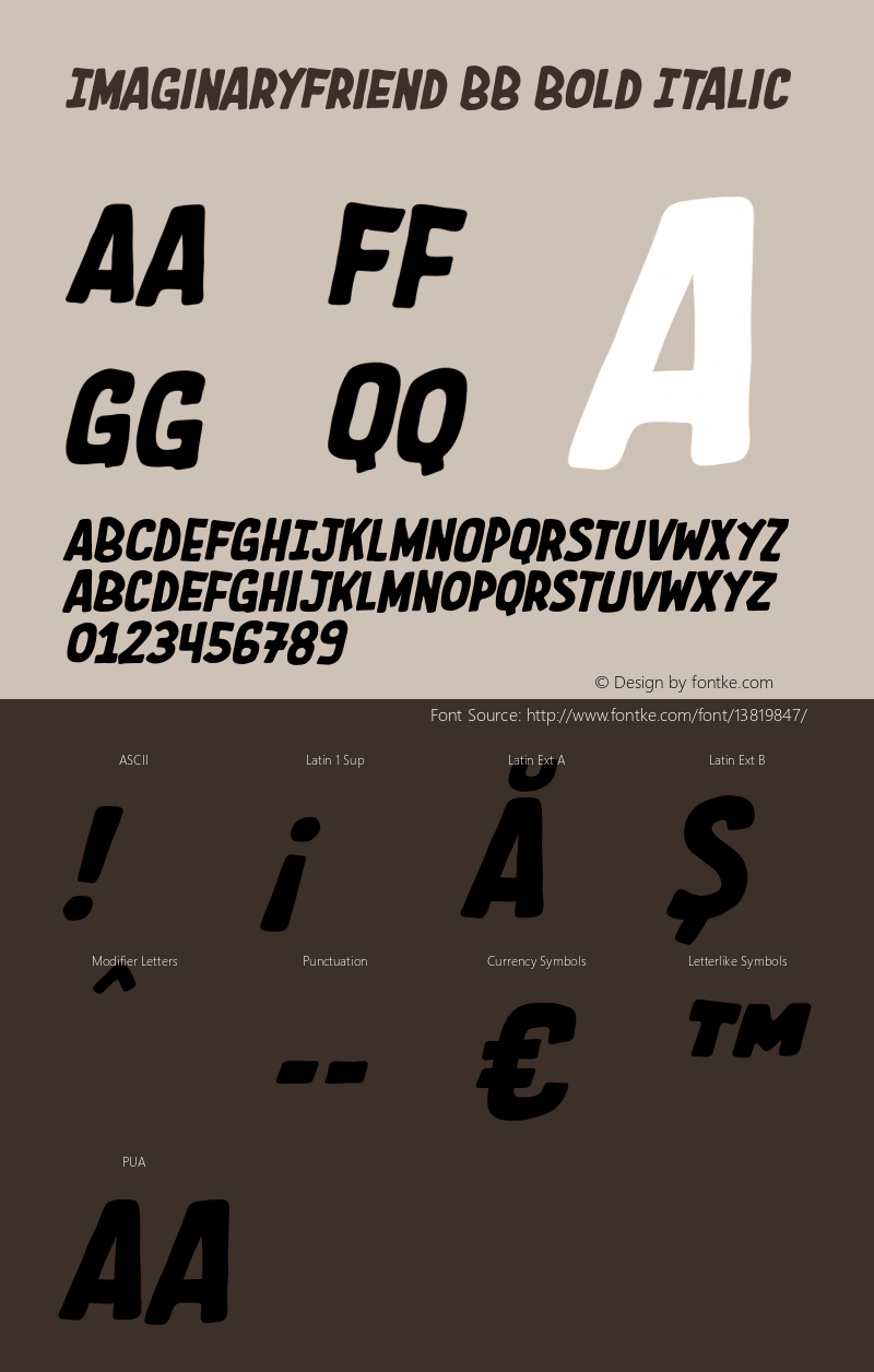 ImaginaryFriend BB Bold Italic Version 1.000 Font Sample