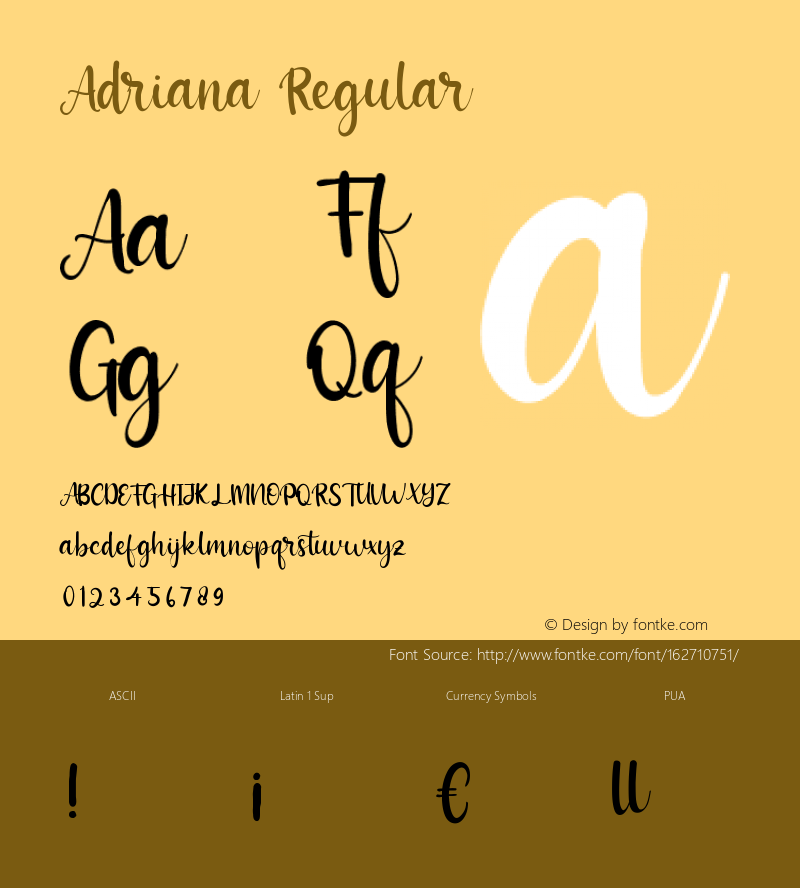 Adriana Version 1.00;October 12, 2020;FontCreator 12.0.0.2563 64-bit Font Sample