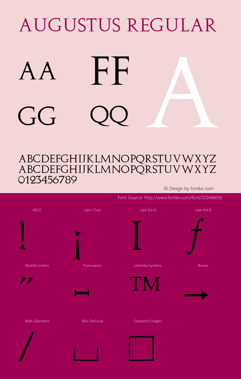 Augustus Regular Converted from C:\ALLTYPE\AUGUSTUS.FF1 by ALLTYPE Font Sample