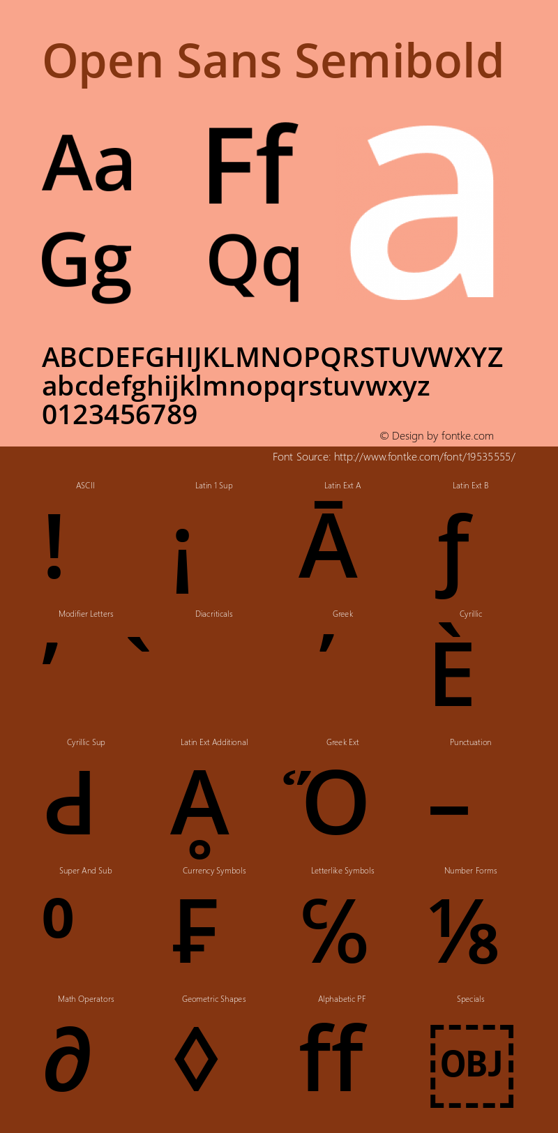 Open Sans Semibold Version 1.10 Font Sample