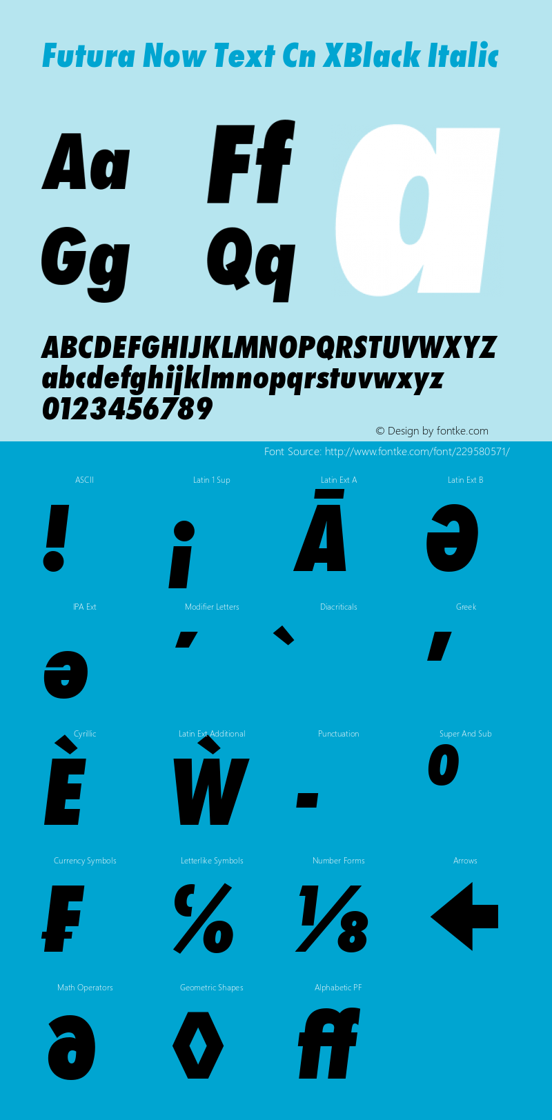 Futura Now Text Cn XBlk It Version 1.01图片样张