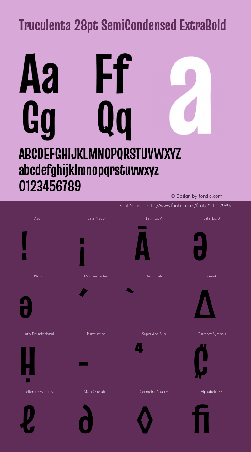 Truculenta 28pt SemiCondensed ExtraBold Version 1.002图片样张