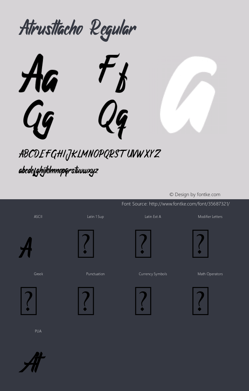 Atrusttacho Version 1.00;July 12, 2019;FontCreator 11.5.0.2422 64-bit Font Sample