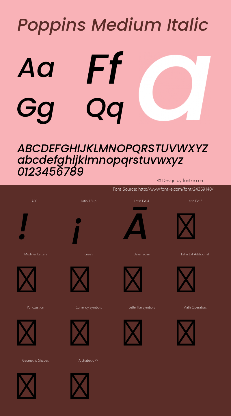 Poppins Medium Italic Version 3.100;PS 1.000;hotconv 16.6.54;makeotf.lib2.5.65590 Font Sample