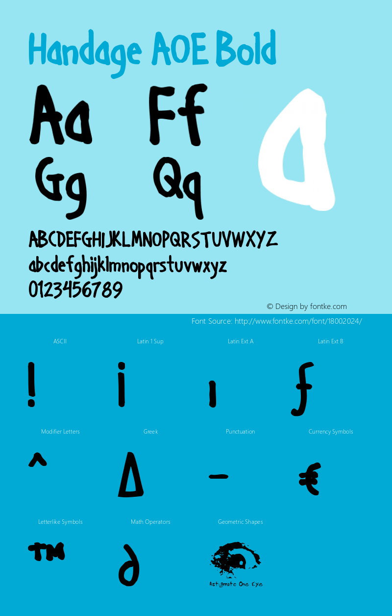 Handage AOE Bold Macromedia Fontographer 4.1.2 7/11/99 Font Sample