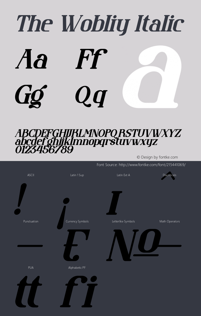 The Wobliy Italic Version 1.00;November 24, 2021;FontCreator 13.0.0.2680 64-bit图片样张