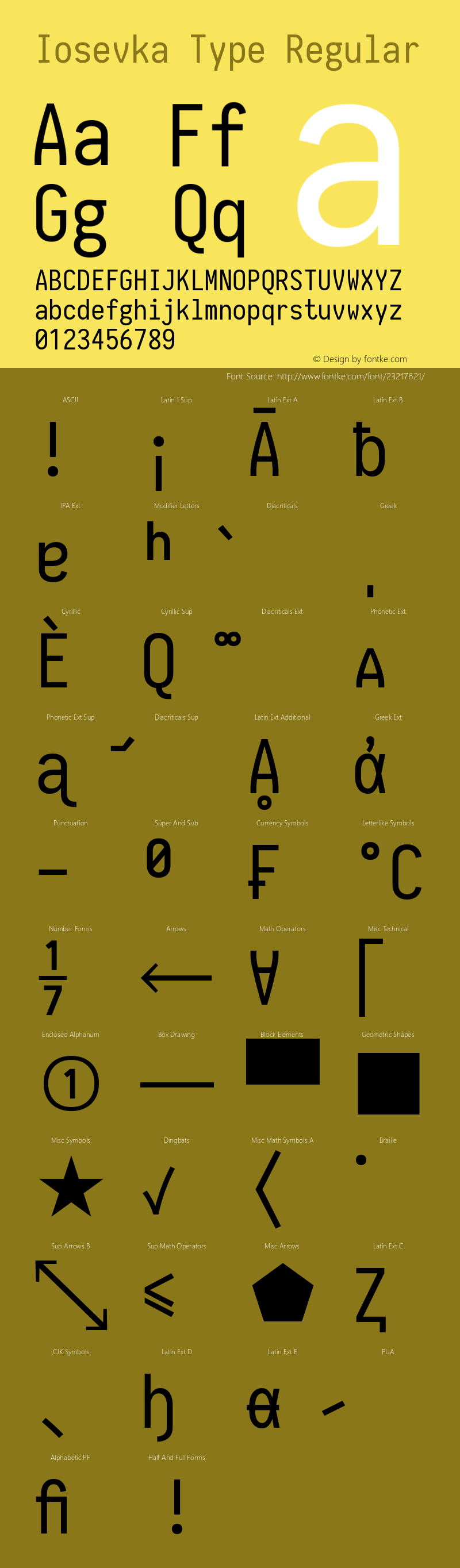 Iosevka Type 1.13.2; ttfautohint (v1.6) Font Sample