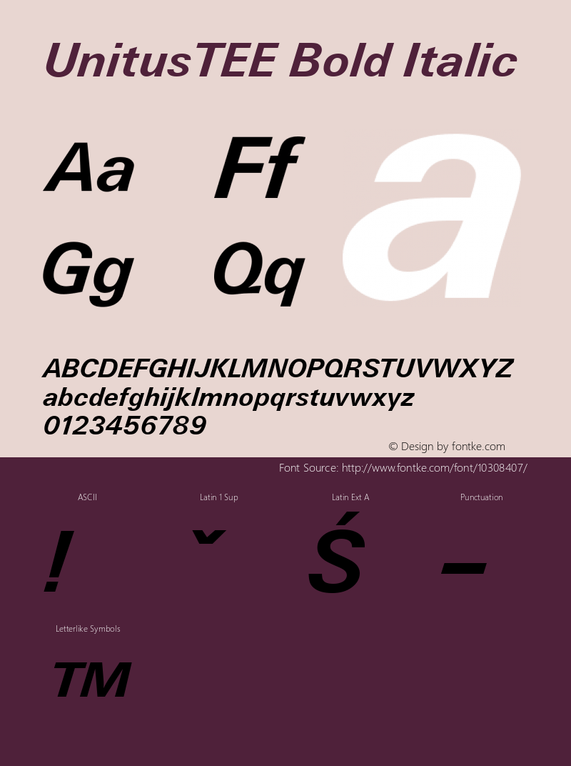 UnitusTEE Bold Italic Version 001.005 Font Sample