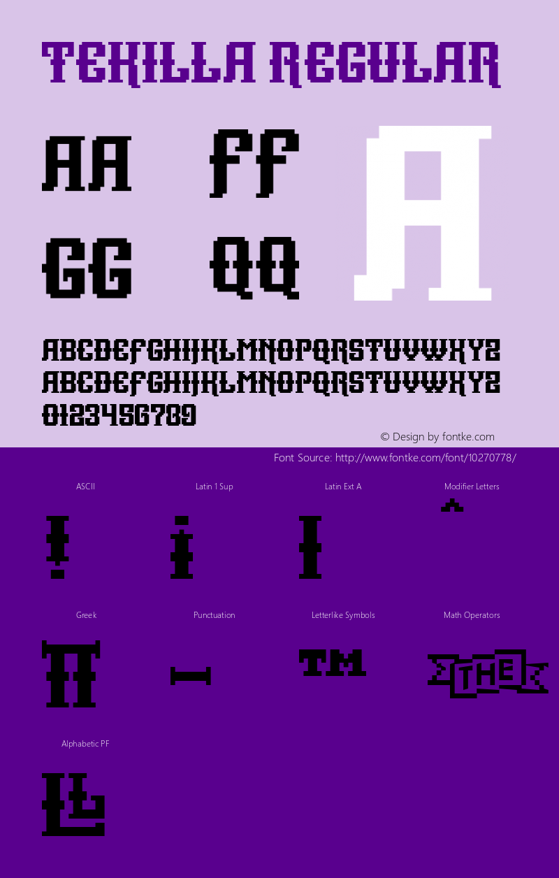 Tekilla Regular Version 001.000 Font Sample