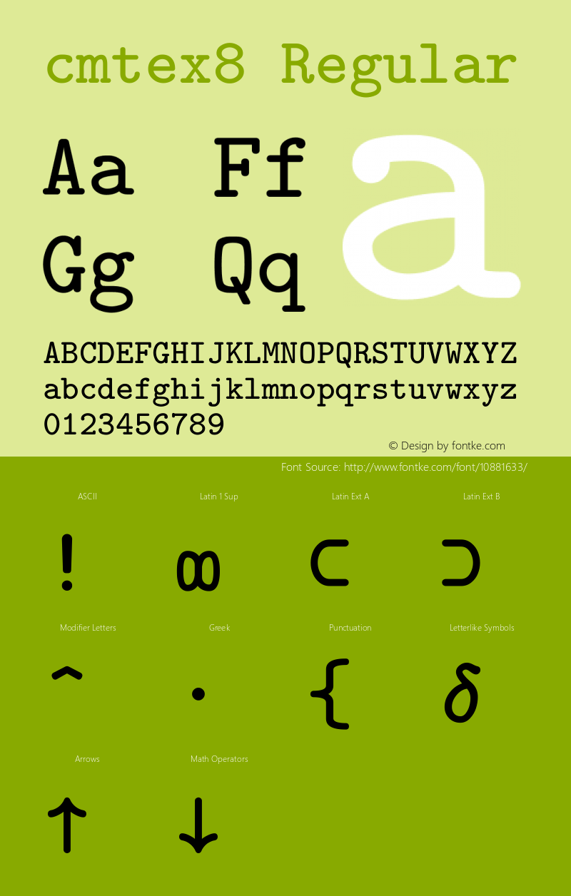 cmtex8 Regular Version 1.1/12-Nov-94 Font Sample