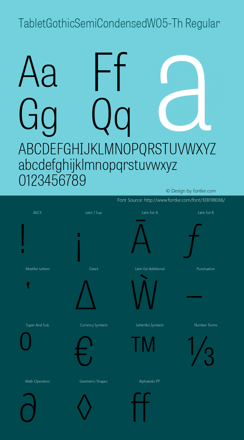 Tablet GothicSemiCondensedW05Th Version 1.0 Font Sample