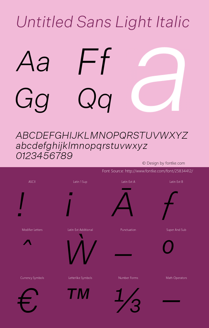 Untitled Sans Light Italic Version 1.0 | wf-rip DC20180415 Font Sample