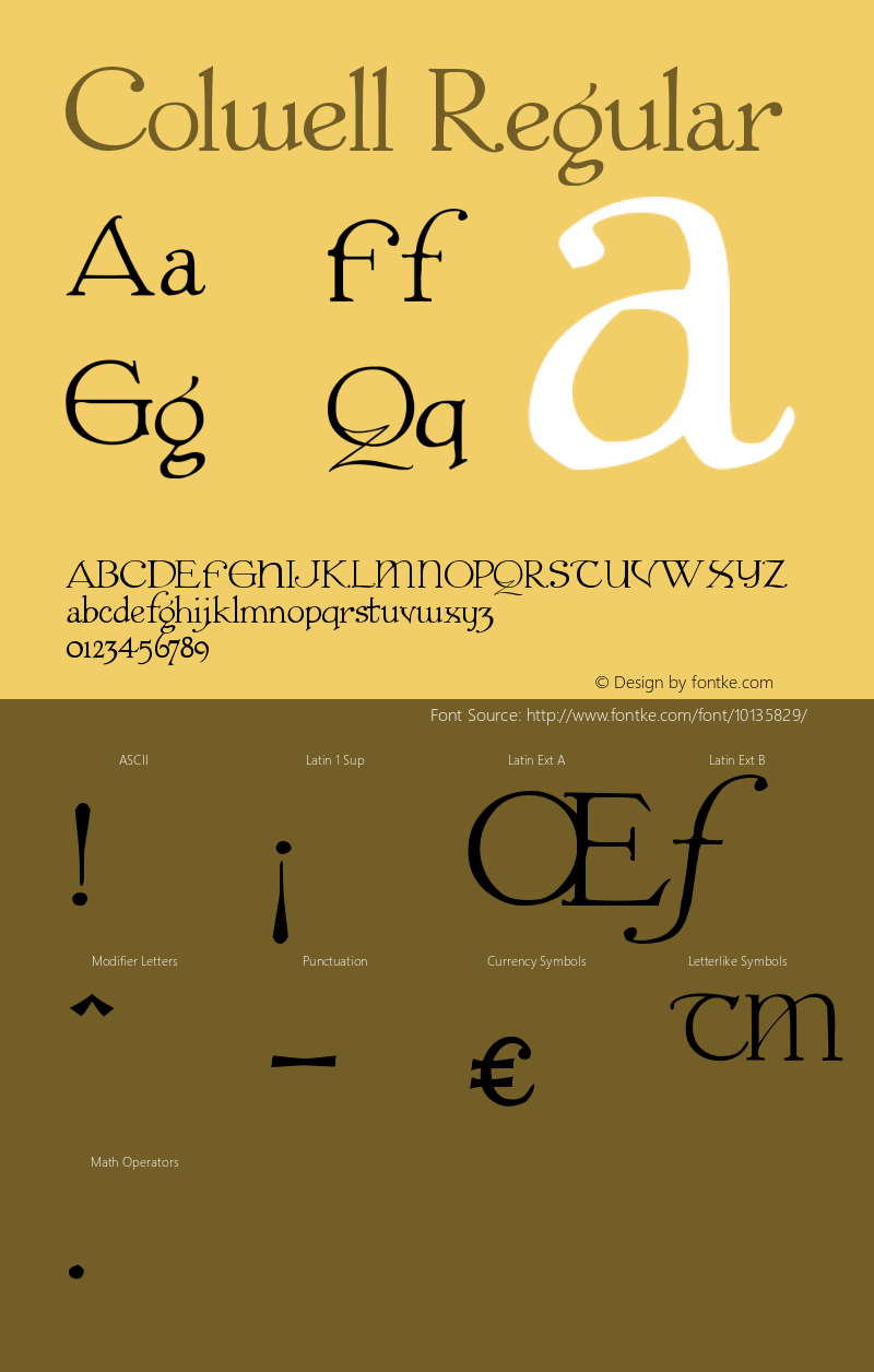 Colwell Regular Version 1.0; 2000; initial release Font Sample