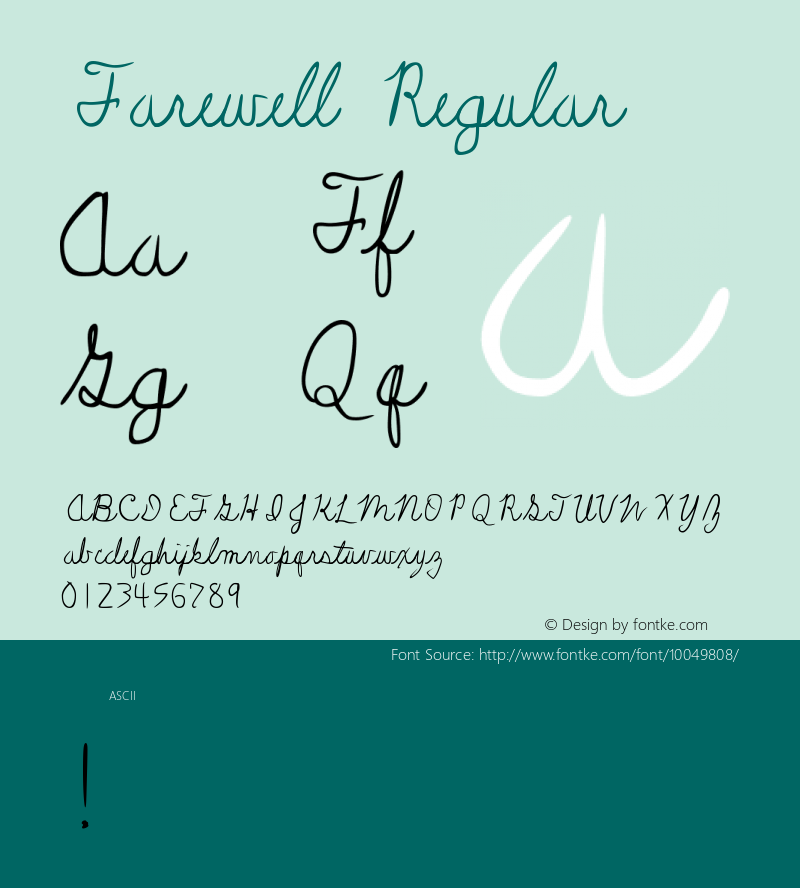 Farewell Regular Version 1.00 Font Sample