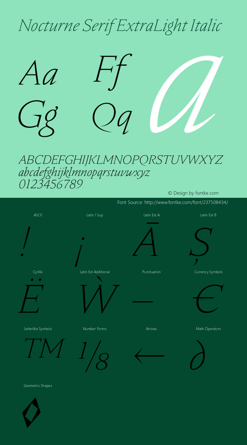 Nocturne Serif ExtraLight Italic Version 2.000;hotconv 1.0.109;makeotfexe 2.5.65596图片样张
