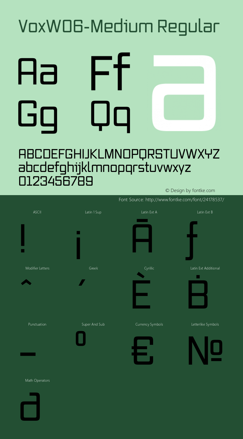 Vox W06 Medium Version 2.30 Font Sample