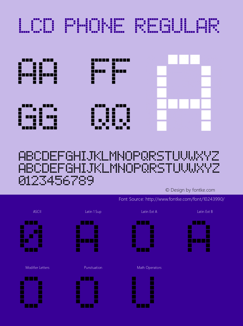 lcd phone Regular Macromedia Fontographer 4.1 06/05/01 Font Sample