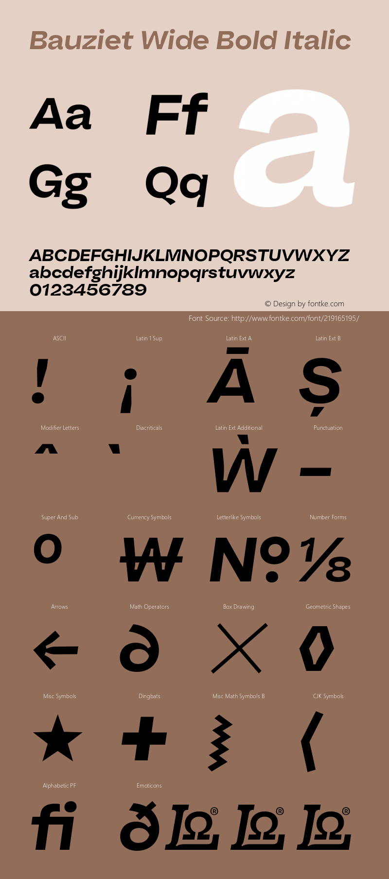 Bauziet Wide Bold Italic Version 1.000;hotconv 1.0.109;makeotfexe 2.5.65596图片样张