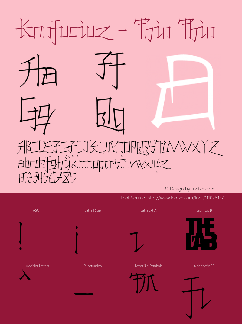 Konfuciuz - Thin Thin Version 001.000 Font Sample
