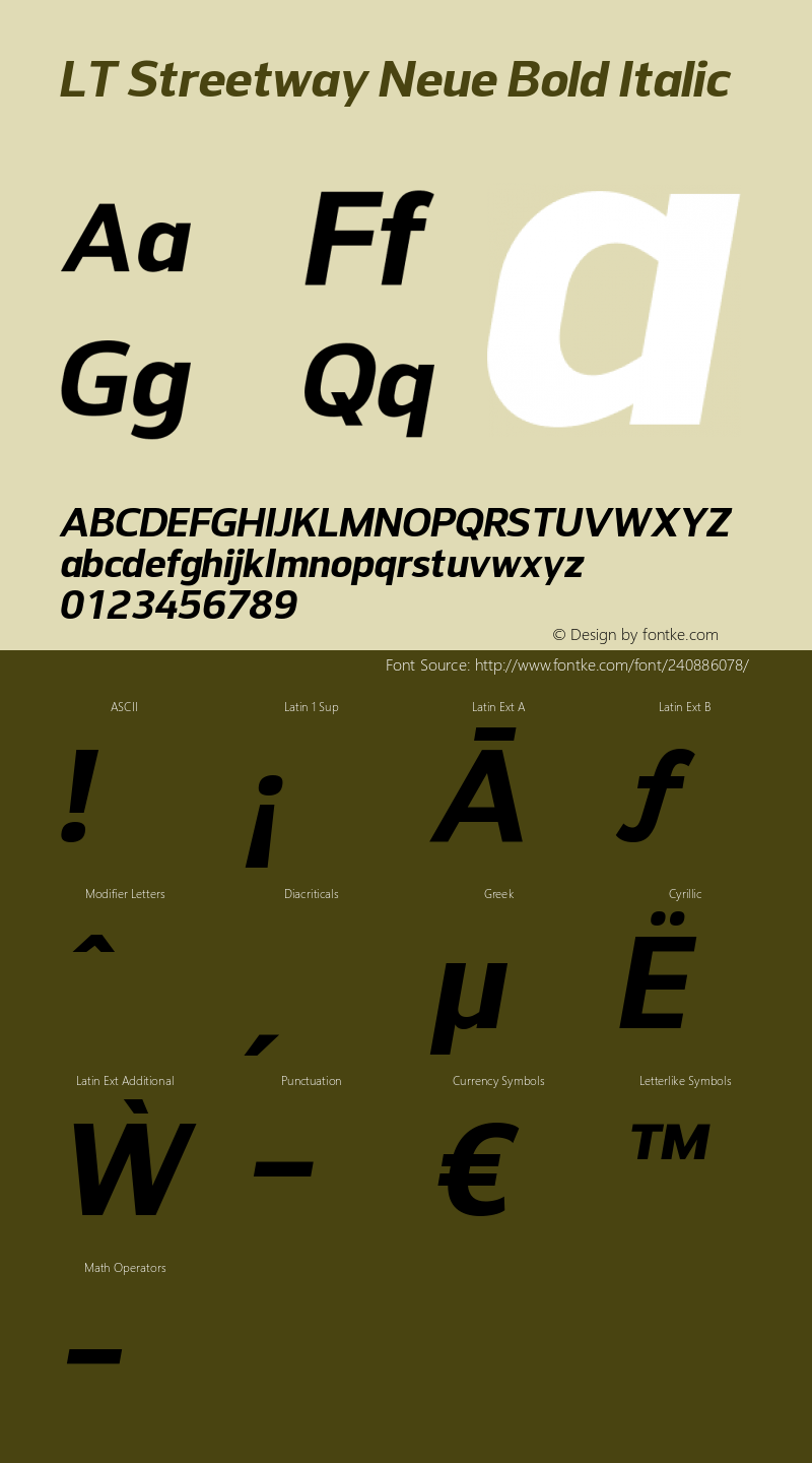 LT Streetway Neue Bold Italic Version 1.000 | FøM Fix图片样张