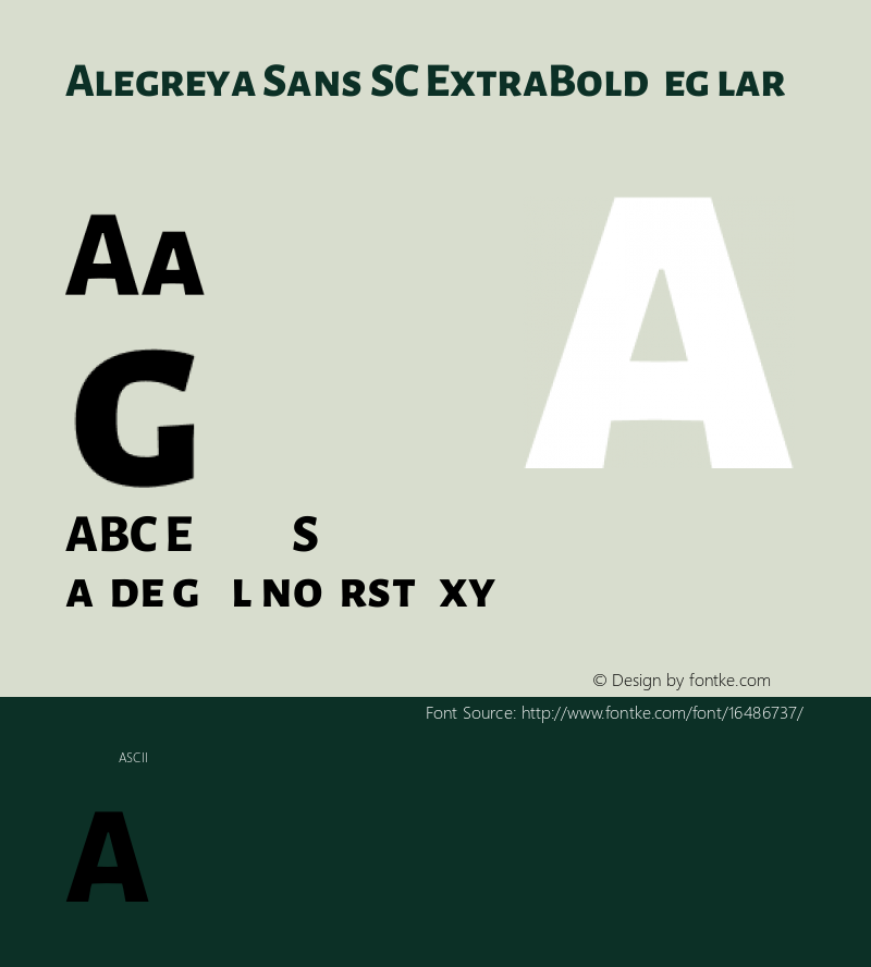 Alegreya Sans SC ExtraBold Regular Version 1.000;PS 001.000;hotconv 1.0.70;makeotf.lib2.5.58329 DEVELOPMENT; ttfautohint (v0.97) -l 8 -r 50 -G 200 -x 17 -f dflt -w G -W Font Sample