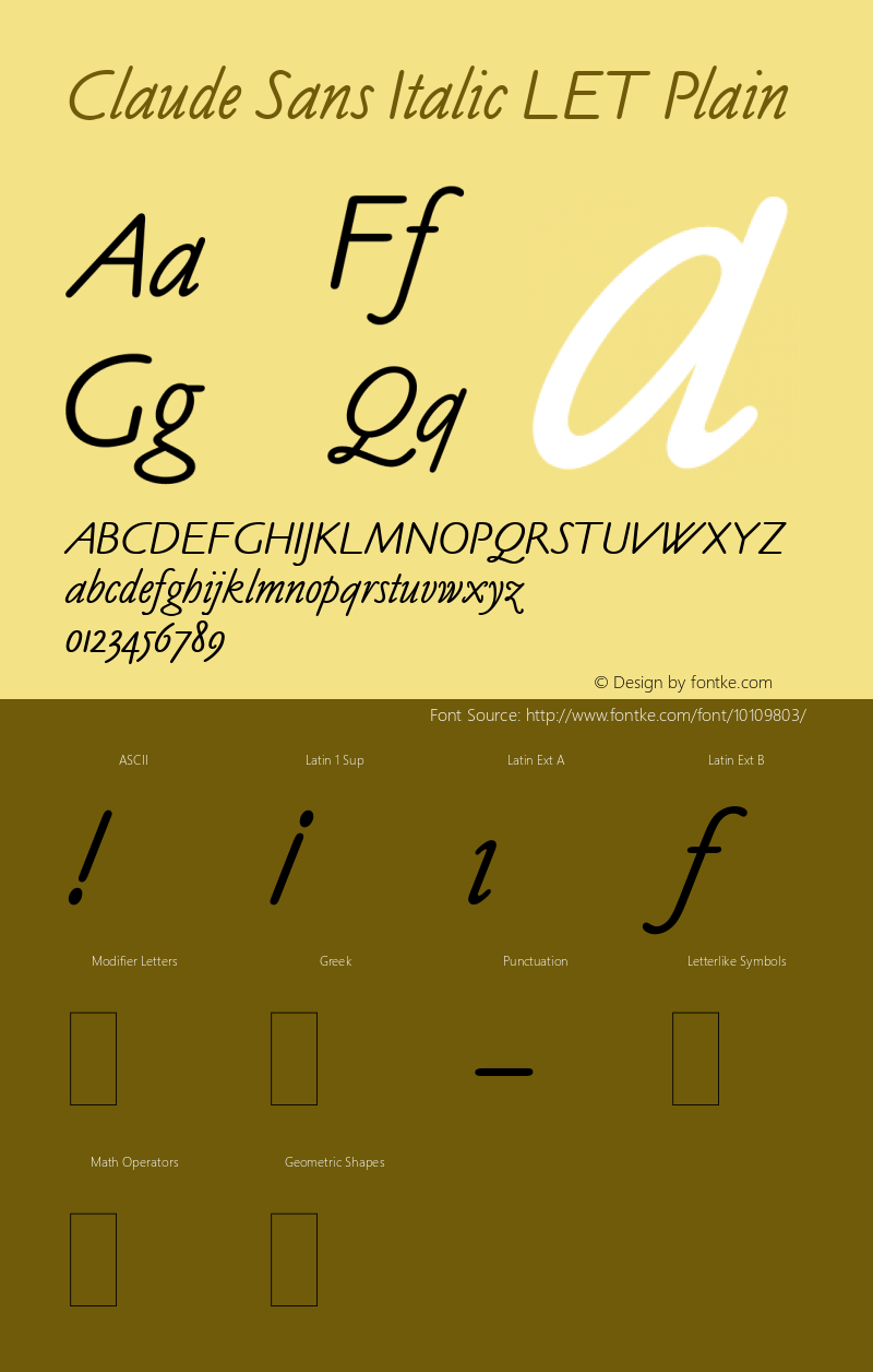 Claude Sans Italic LET Plain 1.0 Font Sample