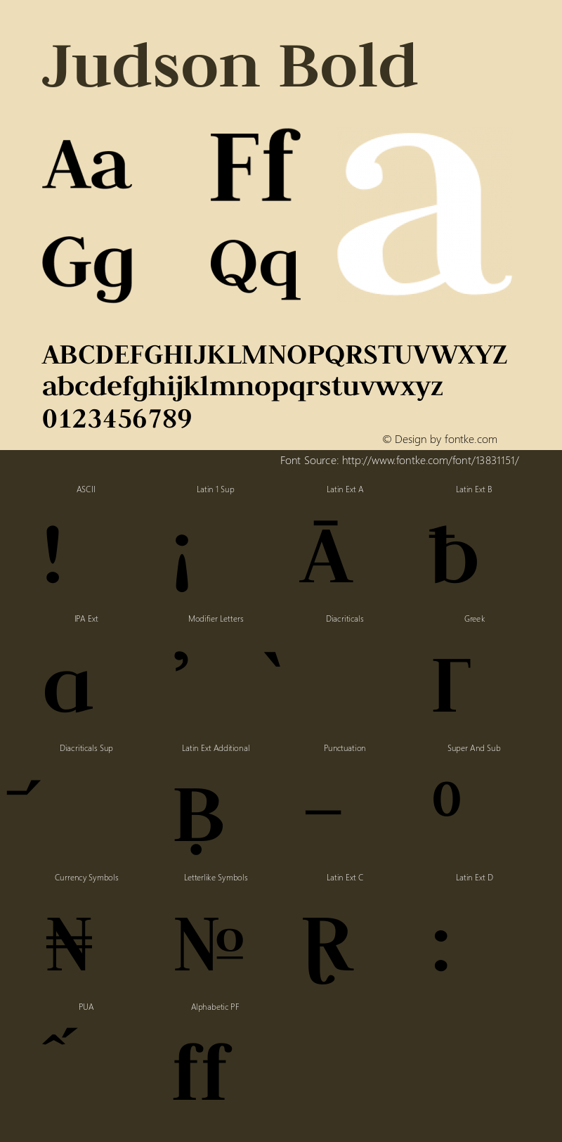 Judson Bold Version 20110907 Font Sample