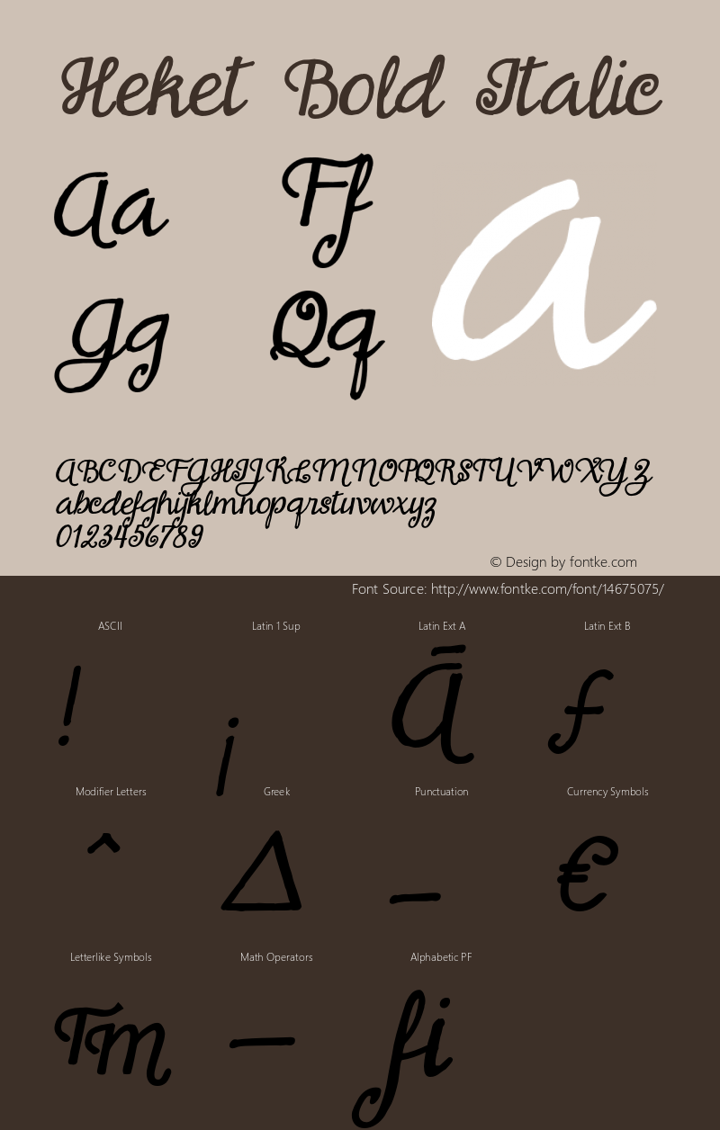 Heket Bold Italic Version 1.000 Font Sample