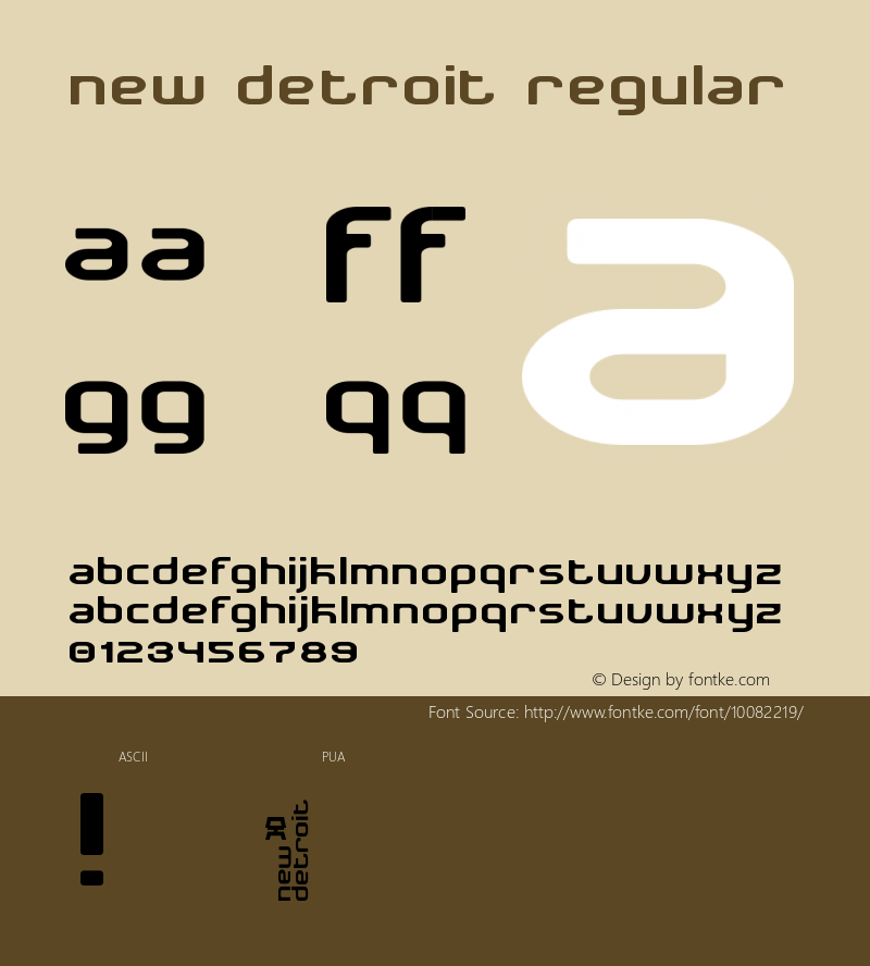 New Detroit Regular 1999; 1.1 Font Sample