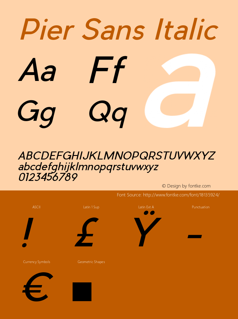 Pier Sans Italic Version 0.000;PS 0.0;hotconv 1.0.72;makeotf.lib2.5.5900 Font Sample