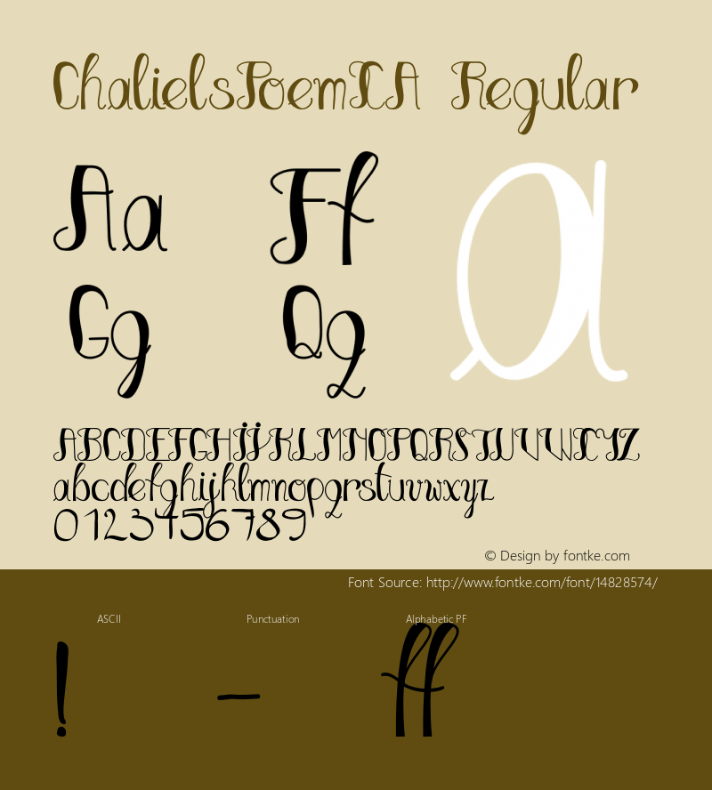 ChalielsPoemXA Regular Version 1.00 2014 Font Sample