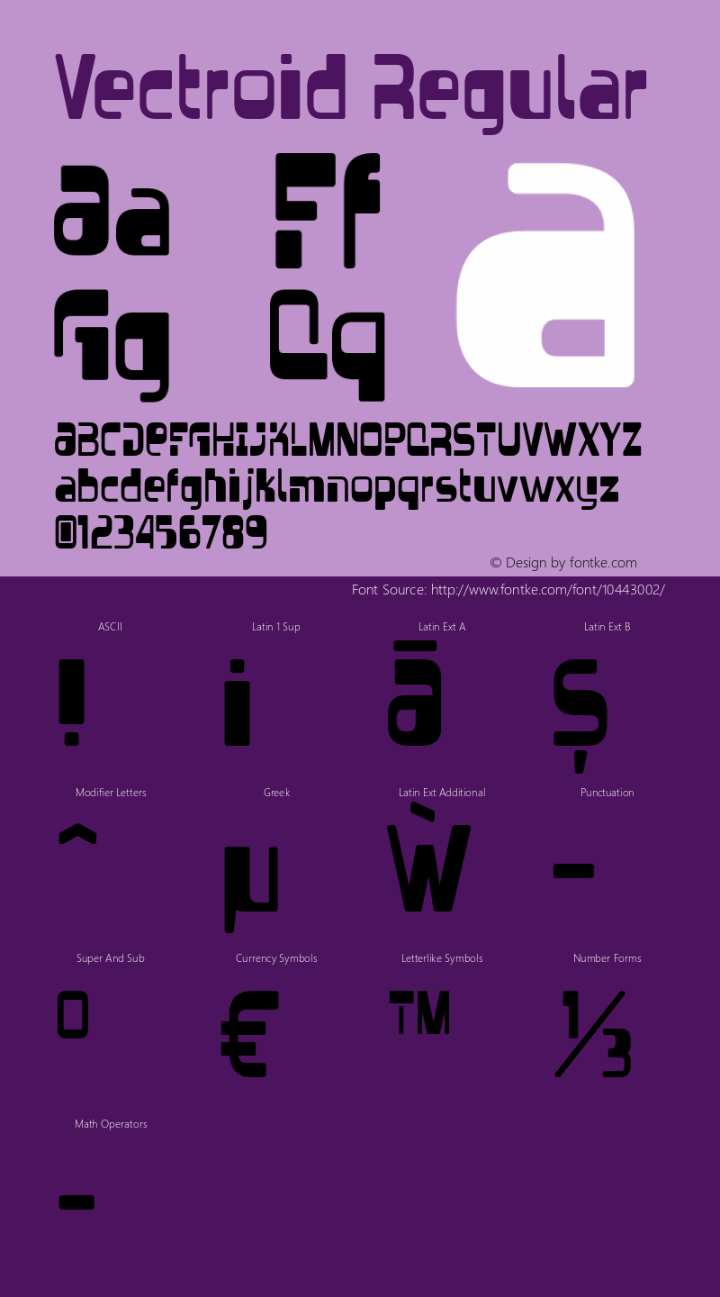 Vectroid Regular Version 4.000 Font Sample