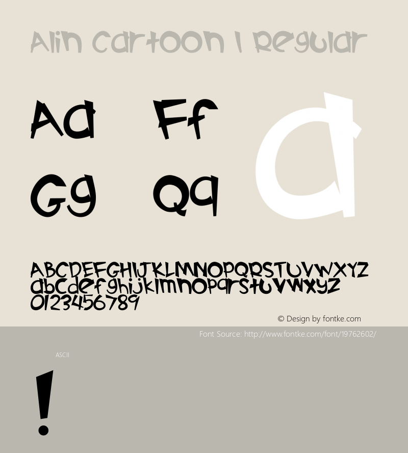 Alin Cartoon I Version 0.1 Font Sample