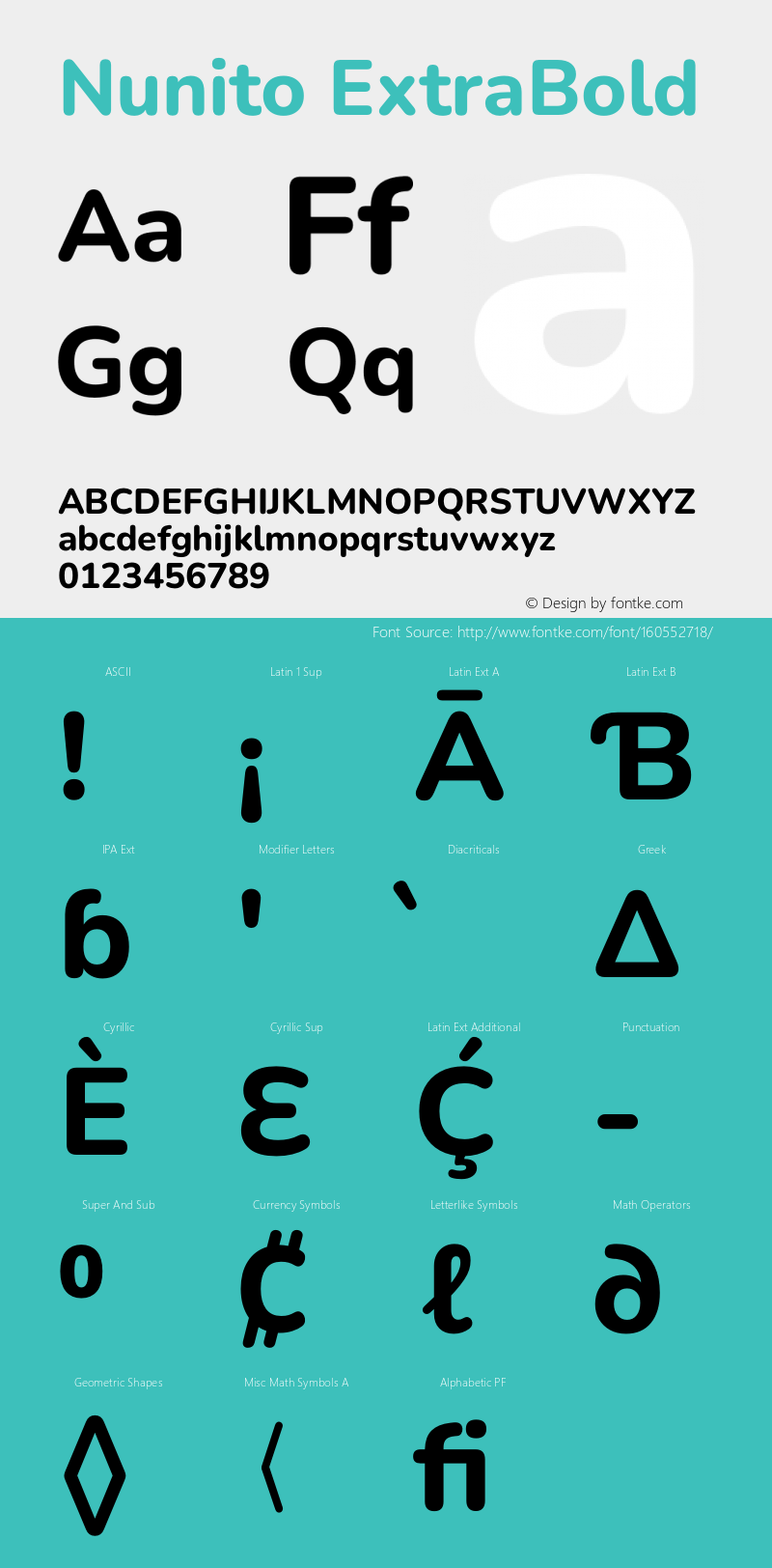 Nunito ExtraBold Version 3.601; ttfautohint (v1.8.2.53-6de2) Font Sample