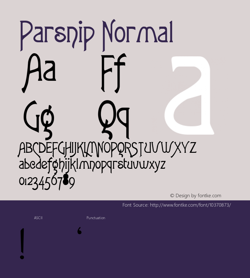 Parsnip Normal 1.0 Tue Oct 11 18:14:25 1994 Font Sample