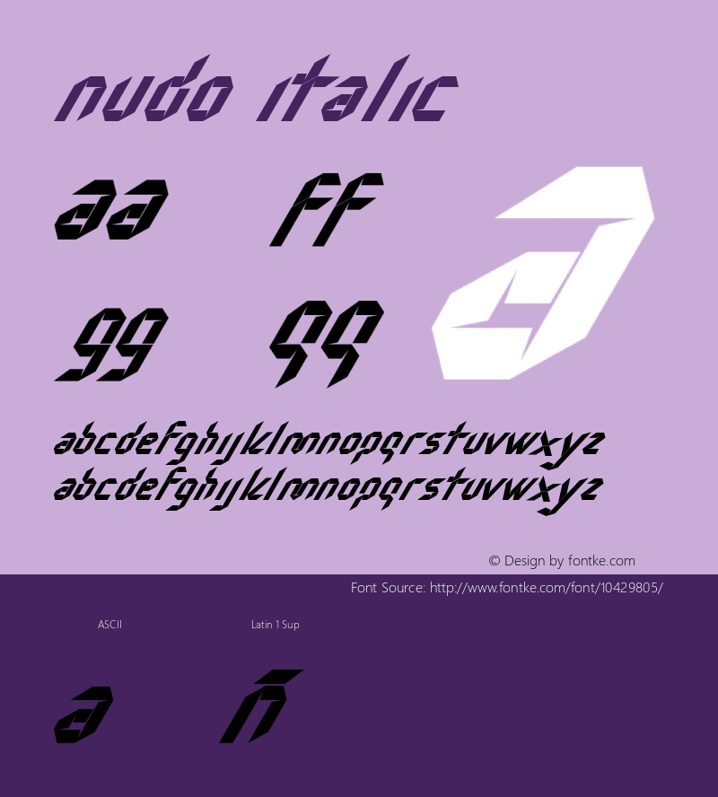 Nudo Italic Unknown Font Sample