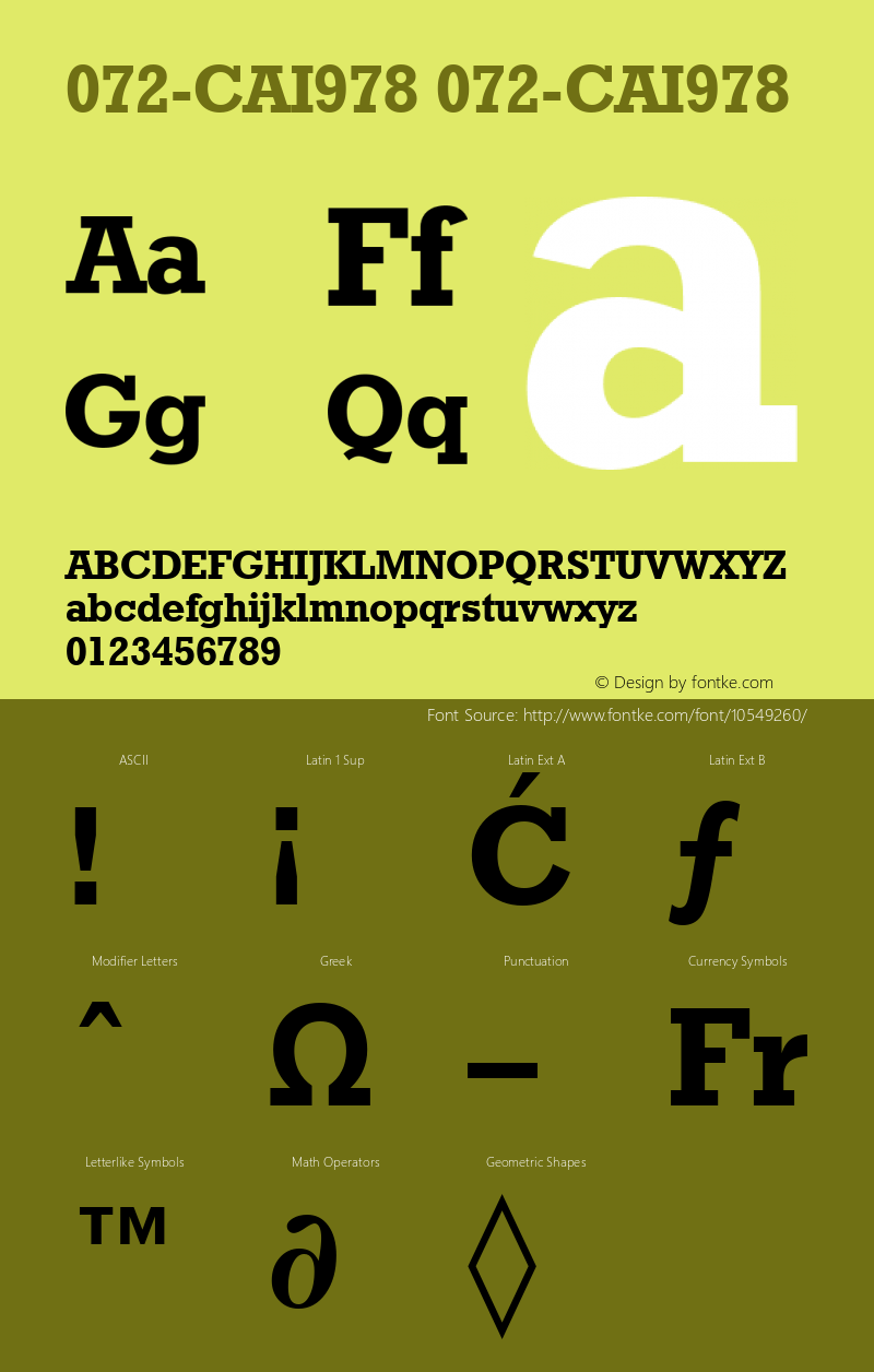 072-CAI978 072-CAI978 Version 3.0 Font Sample