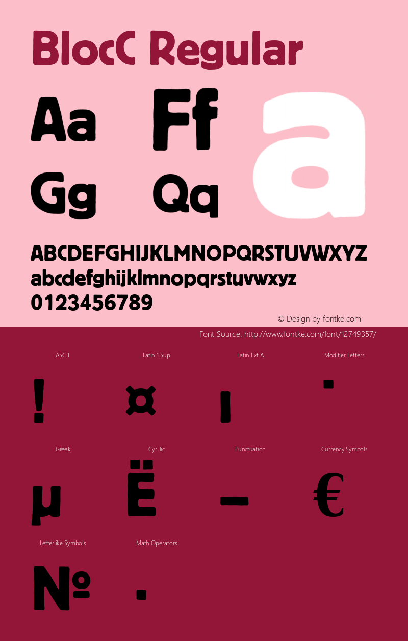 BlocC Regular OTF 1.0;PS 001.000;Core 116;AOCW 1.0 161 Font Sample