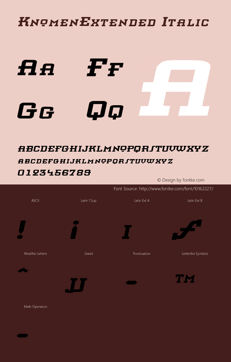 KnomenExtended Italic Rev. 003.000 Font Sample