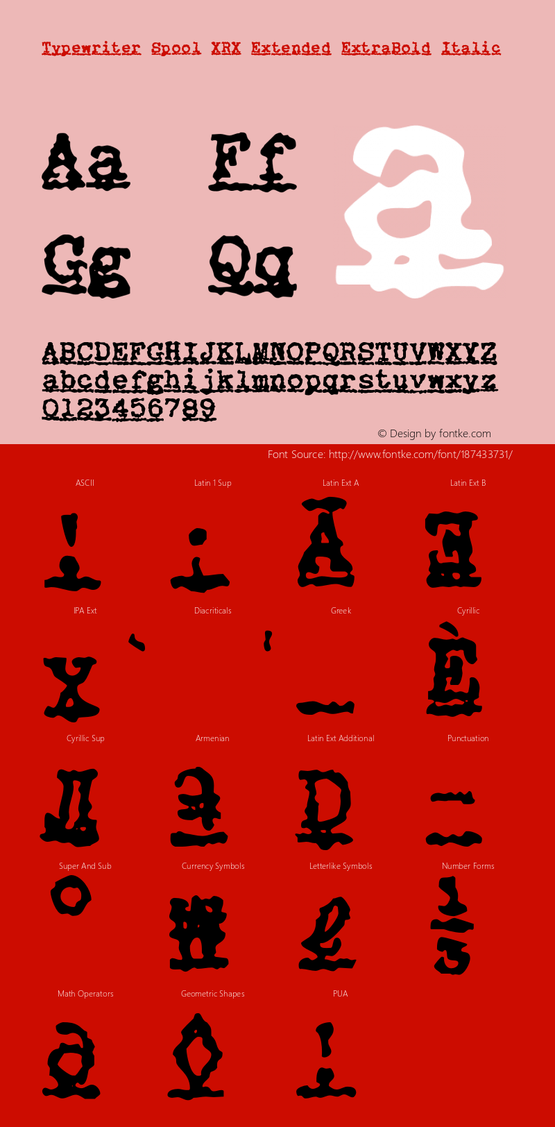 TypewriterSpoolXRXExEb-Italic Version 1.000图片样张