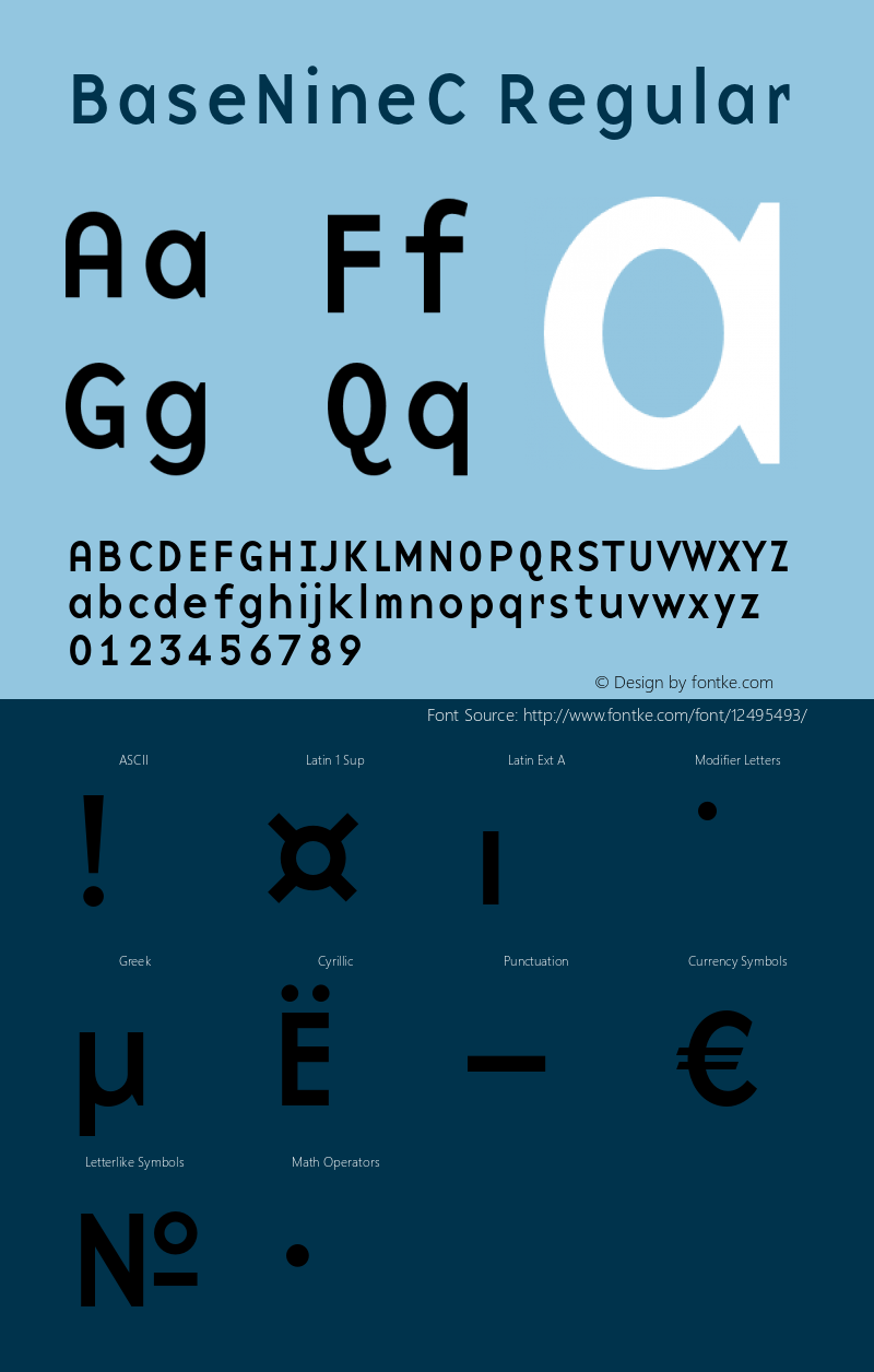 BaseNineC Regular OTF 1.0;PS 001.000;Core 116;AOCW 1.0 161 Font Sample