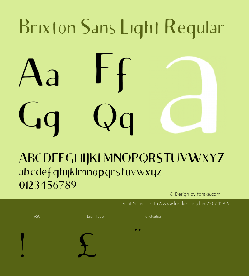 Brixton Sans Light Regular 001.001 Font Sample
